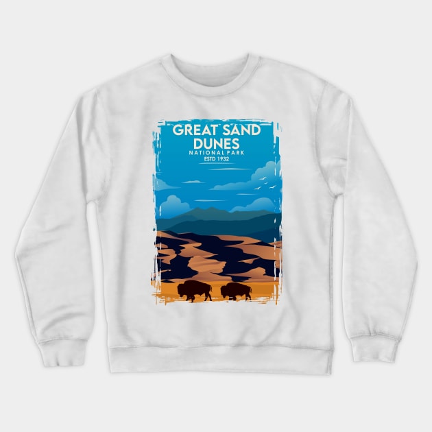 Great Sand Dunes National Park Travel Poster Crewneck Sweatshirt by jornvanhezik